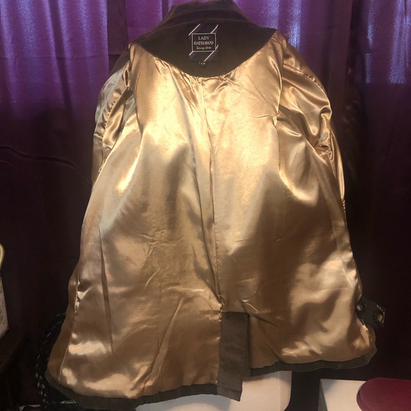 Lady Hathaway Velvet Cotton Button Blazer Jacket Chocolate Brown - Picture 7 of 10